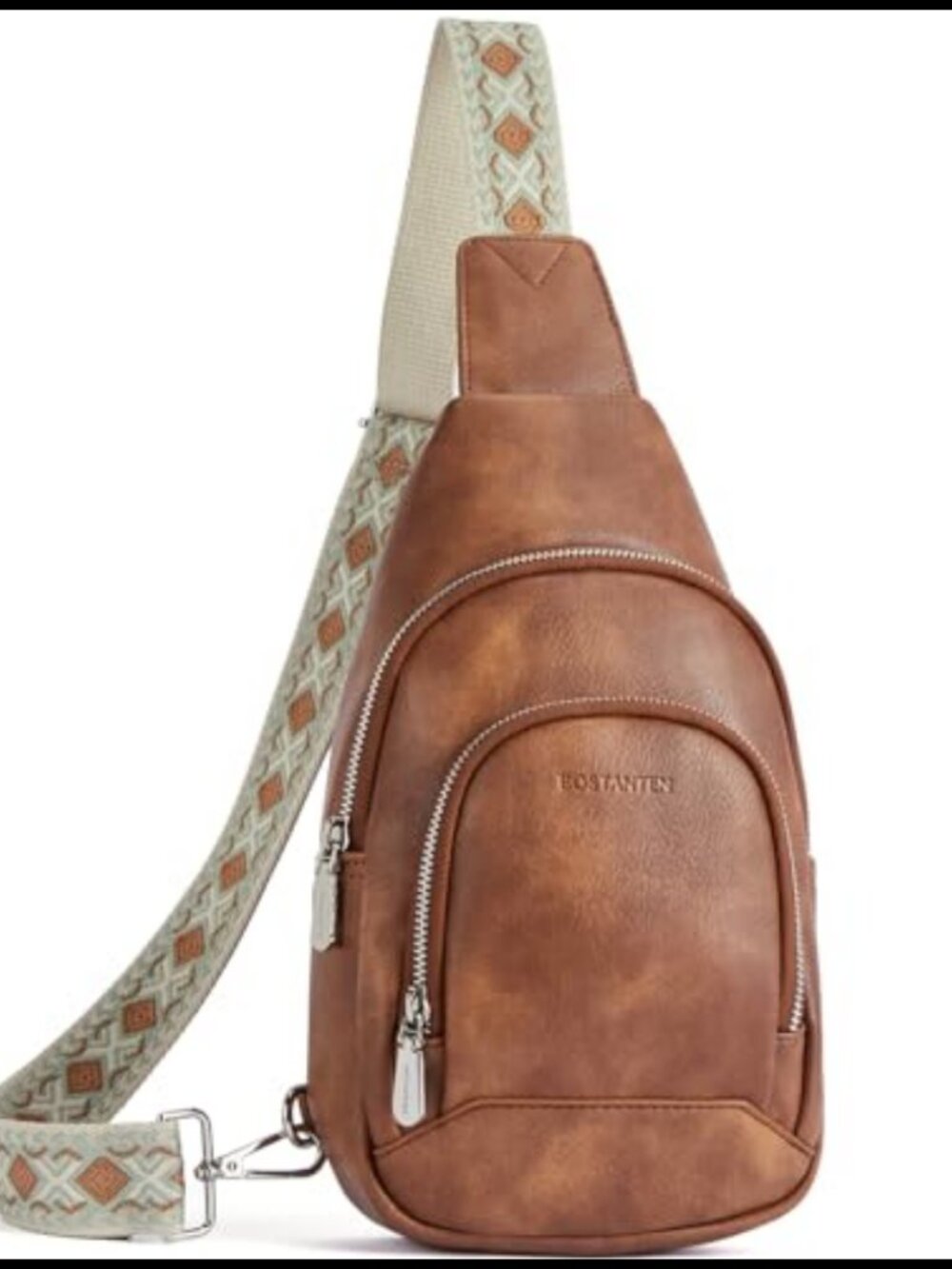 Leather Sling Bag Crossbody Purse with Guitar Strap Adjustable